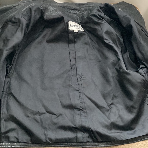 Artemis Black Leather Jacket Coat Sz M - Picture 3 of 9